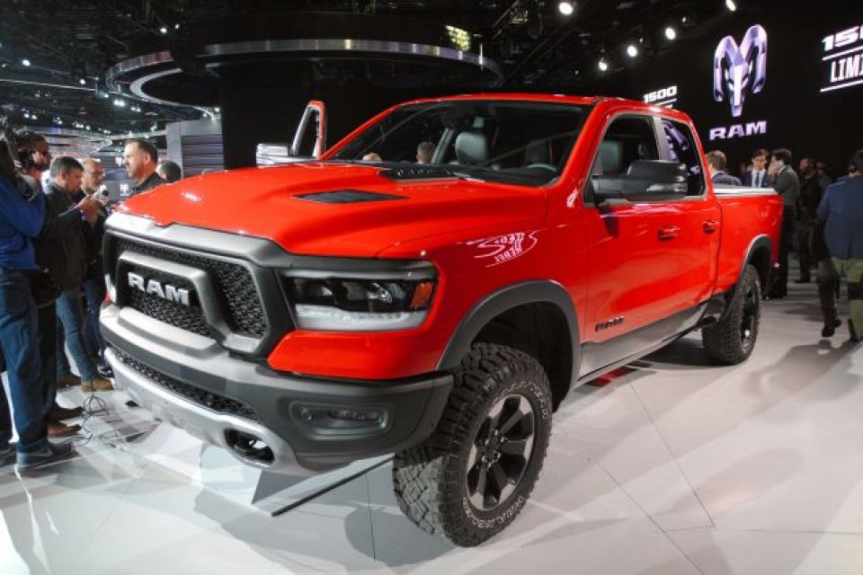 2019 Ram 1500 pickup truck of the Fiat Chrysler Automobiles (FCA) is displayed at the North American International Auto Show (NAIAS) on January 15, 2018 in Detroit, Michigan.